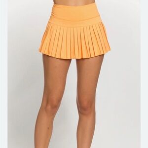 Gold hinge  sunrise orange Pleated tennis  Skirt Sz xs